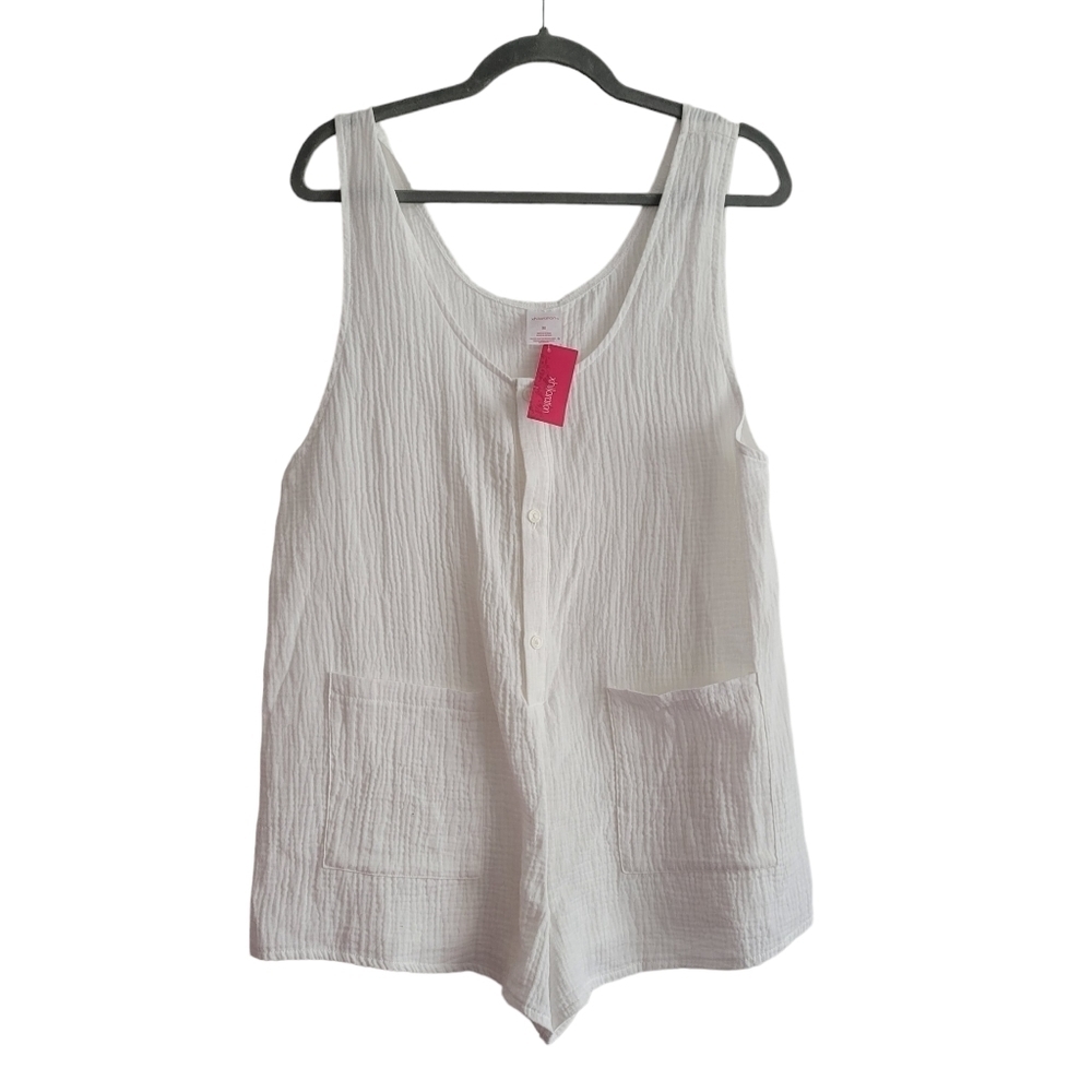 NEW Xhilaration Medium White Gauzey Cotton Sleeveless Romper Neutral Bridal